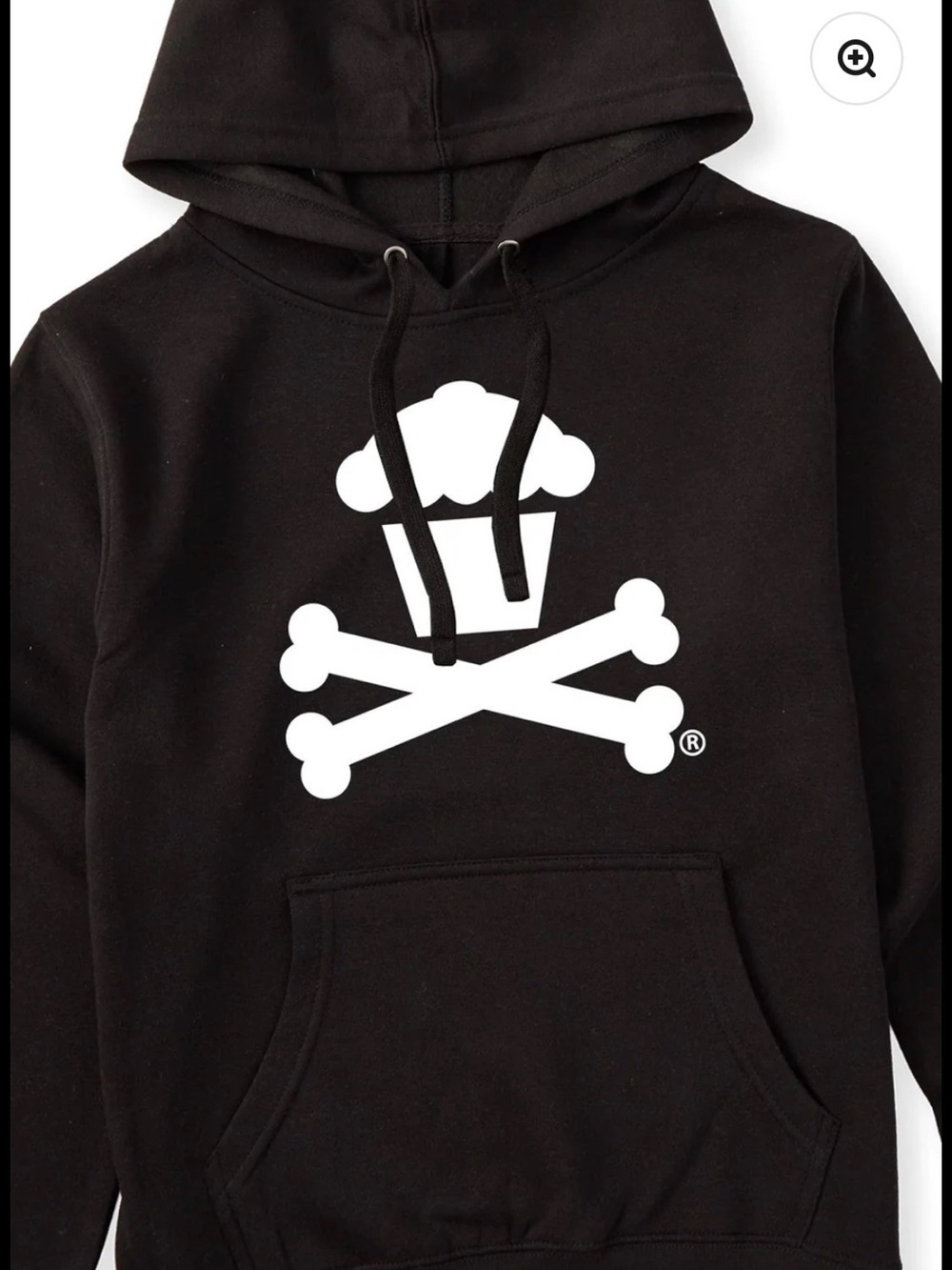 Johnny Cupcakes Black Hoodie with White Cupcake-and-Crossbones Logo